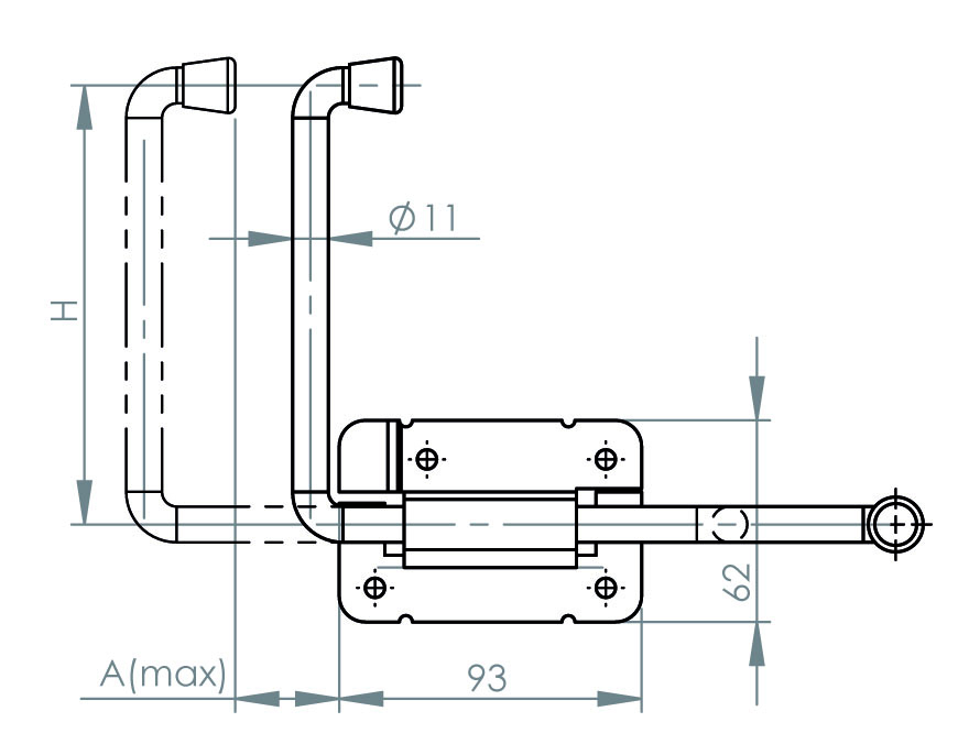 Alberts 307769 Ferma persiane e porte, a chiusura automatica, alluminio,  verniciato bianco, distanza fermo - piastra 15-50 mm